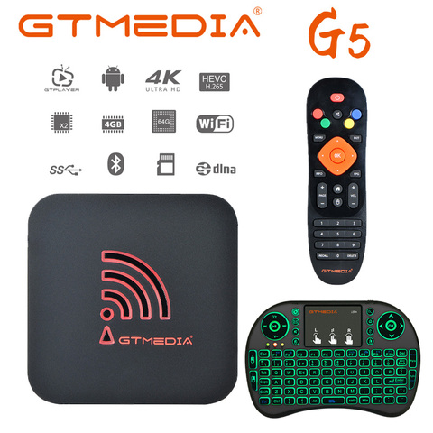 GTmedia G5 Android TV BOX I8+ keyboard Android 9.0 Smart TV Box 4GB 64GB S905X2 2.4G/5G WiFi Android 9.0 IP TV M3U set top box ► Photo 1/6