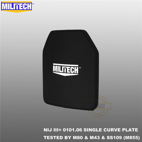 MILITECH SAPI & 10x12 Bulletproof Plate NIJ III+ /NIJ 0101.07 RF2 Alumina&PE Stand Alone One PC Ballistic Panel AK47&SS109&M80 ► Photo 1/6