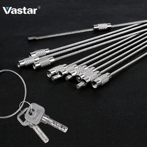 Vastar 10Pcs 10cm 20cm Keychain Tag Rope Stainless Steel Wire Cable Loop Screw Lock Gadget Ring Key Keyring Circle Hanging Tool ► Photo 1/6