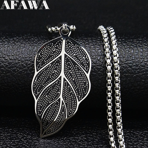 2022 Leaf Stainless Steel Chain Necklace Women Silver Color Necklaces Pendants Jewelry acero inoxidable joyeria mujer N19449 ► Photo 1/6