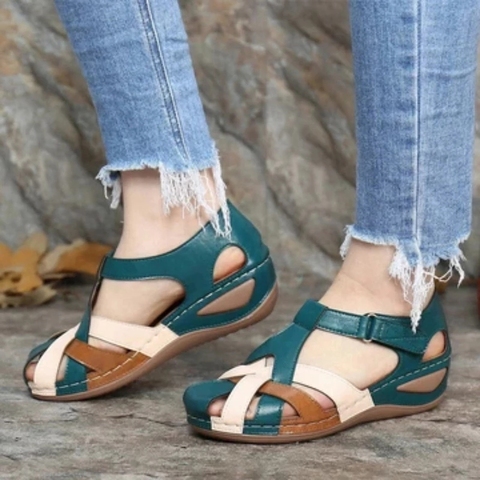 MCCKLE Woman Summer Leather Vintage Sandals Buckle Casual Sewing Women Shoes Female Ladies Platform Retro Sandalias Plus Size ► Photo 1/6