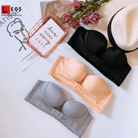 Front Closure Strapless Bra Women Sexy Invisible Underwear Gather Lingerie Push Up Brassiere Top Deep V Seamless Top 3/4 Cup ► Photo 1/6