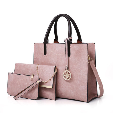 3PCS Women's Bag Set Fashion PU Leather Ladies Handbag Solid Color Messenger Bag Shoulder Bag Wallet Bags For Women 2022 ► Photo 1/6