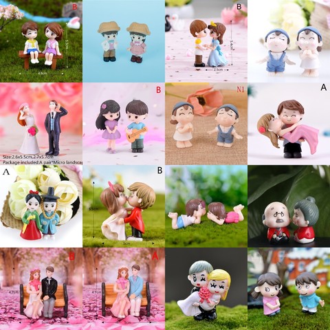 1/2Pieces Sweety Lovers Couple Chair Figurines Miniatures Fairy Garden Gnome Moss Terrariums Resin Crafts Home Decoration ► Photo 1/6