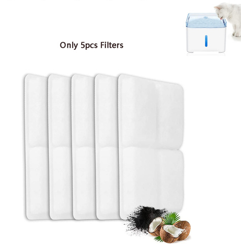 5 Pack Cat Water Fountain Filters Pet Fountain Replacement Filters with Coconut Activated Carbon Suitable for 2L Water Dispenser ► Photo 1/6