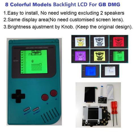 FOR GB DMG Classic  4 PIXELS IN 1 FULL VIEWING LCD Screen BACKLIGHT kit For GameBoy Original DMG-01 1989 handheld Console ► Photo 1/6