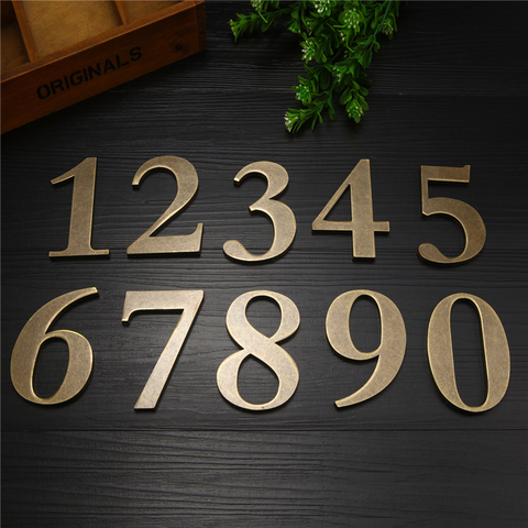 High End 3D Self-adhesive Door Waterproof Imitation Copper House Number Modern Style Digits House Number Door Plate Address ► Photo 1/3
