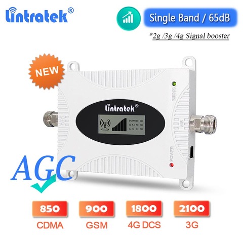 2022 New Upgraded Lintratek AGC 4G Signal Booster LTE DCS 1800 WCDMA 2100 GSM 900 Cellphone Network Amplifier Cellular Repeater ► Photo 1/6