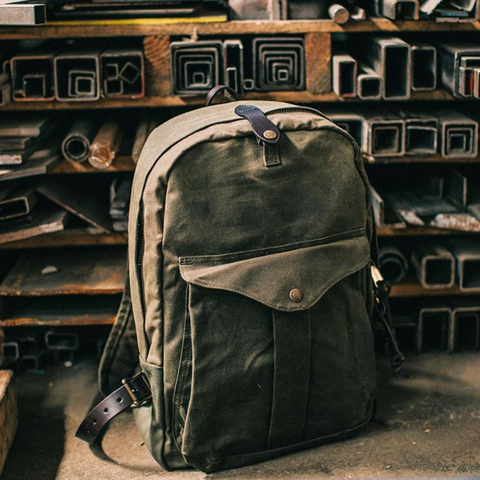 70307 Super quality! American vintage waterproof heavy wax canvas backpack unisex computer travel bag 15oz ► Photo 1/6