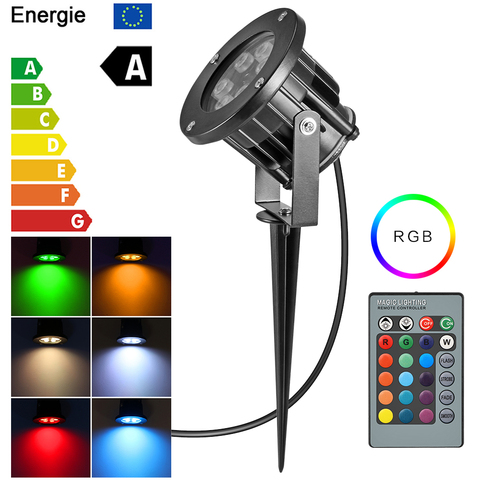 Outdoor LED Garden Lawn Light  RGB 12W Landscape Lamp Spike Waterproof Path Bulb Warm White Green Spot Lights remote control  US ► Photo 1/6