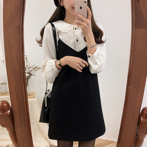 new S XL Spring  summer  2 piece suit Sleeveless black Vintage Women Dresses Female Girls Dress suits V neck Robe Femme Vestido ► Photo 1/6