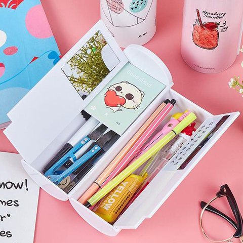 NBX Kawaii Pencil Case Newmebox Simple School Supplies Stationery Pencilcase Student Stylish Pen Case Learning Tools Calculator ► Photo 1/6