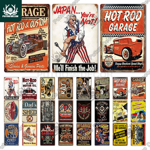 Garage Metal Sign Plaque Metal Vintage Tin Sign Retro Garage Signs Man Cave Wall Decor Iron Painting ► Photo 1/6