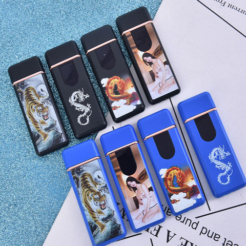 USB Lighter Windproof Dual Arc Plasma Flameless Rechargeable Electric Lighter For Cigarette Candle With LED Power Display ► Photo 1/6