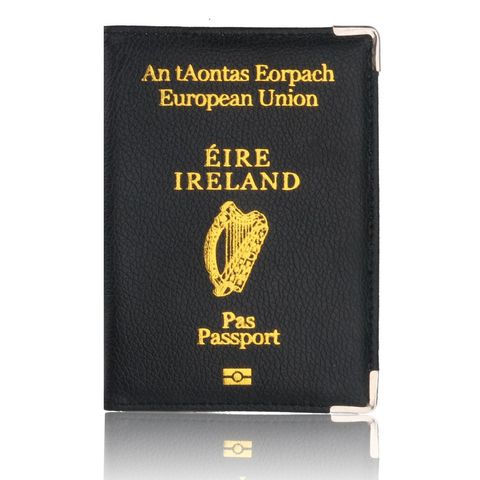 TRASSORY Litchi Pattern European Union Ireland Leather Passport Cover Women Holder with Copper Angle ► Photo 1/6