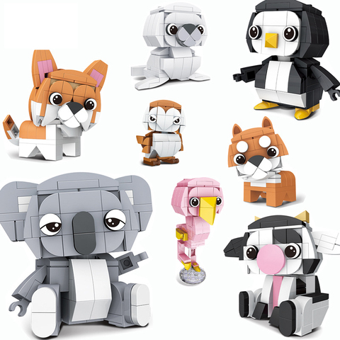 NEW ideas Animals Series cat dog penguin Koala Cow Flamingo Sea lion owl Building Blocks Model Sets Bricks Classic Movie Toys ► Photo 1/4