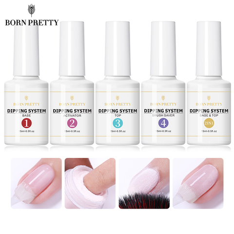 BORN PRETTY 15ml Dipping Nail Powder System Base Top Activator for Dip Nail Glittering Power Dust Without UV Lamp Needed ► Photo 1/6