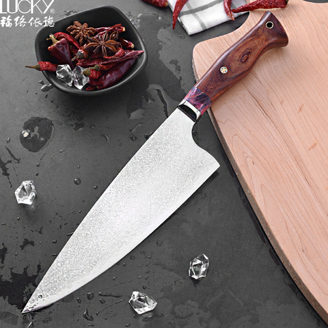 8inch Chef Kitchen Knife Forged Danascus Steel Meat Cutter Vegetable Fish Filleting Gyuto Knives Ultra Sharp with Wood Handle 36 ► Photo 1/6