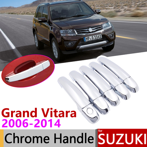 for Suzuki Grand Vitara Grand Nomade Escudo 2006~2014 Chrome Door Handle Cover Car Accessories Stickers Trim Set 2008 2011 2013 ► Photo 1/6