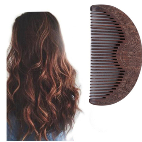 2022 New Brown Color Hair Care Comb High Qaulity Anti-static Handmade Natural Wood Wooden Carved Sandalwood Combs ► Photo 1/6