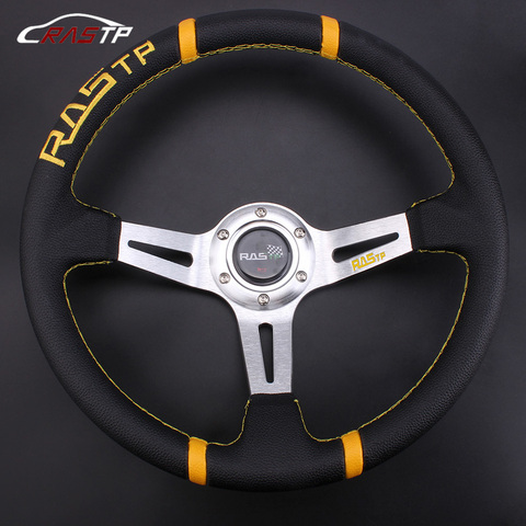 RASTP-Universal 14inch  Deep Dish Drifting Sport Steering Wheel Leather Surface Racing Style RS-STW026-TP ► Photo 1/6