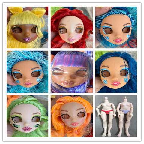 2022 New Original Big Eyes Doll Heads Yellow Blue Purple Red Hair Quality Doll Accessories DIY Doll Parts Girl Christmas Gifts ► Photo 1/6