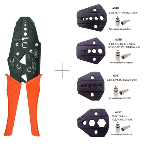 coaxial crimping plier  RG6 RG55 RG58 RG59 LMR400 cable crimper SMA/BNC connectors crimp tool carbon steel ratchet crimping tool ► Photo 1/6