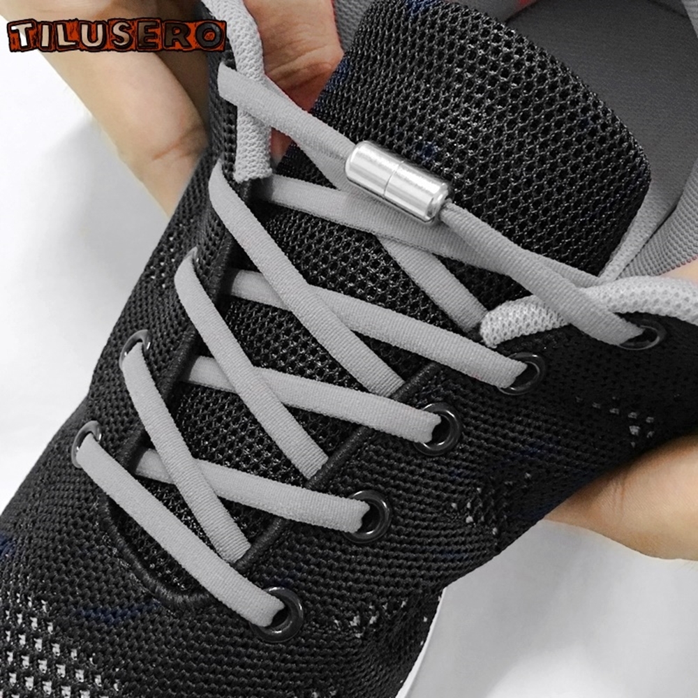 1Pair No tie Shoelaces Round Elastic Shoe Laces For Kids & Adult Sneakers Shoes