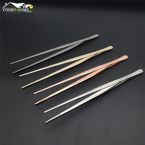 30cm Silver/Copper/Gold/Black Stainless Steel Kitchen & Bar Tweezer Food Tongs Kitchen Cooking Medical Tweezers ► Photo 1/6