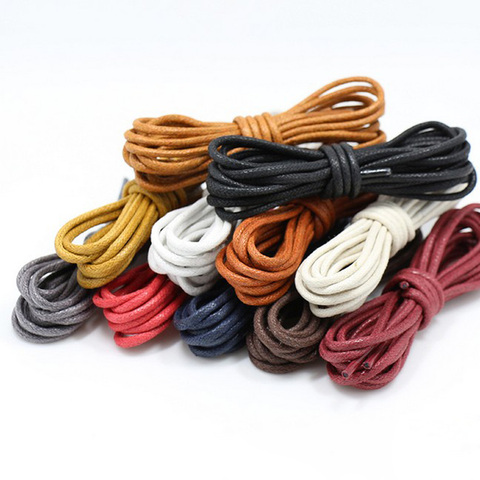 1 Pair Solid Color Waxed Cotton Round Shoelaces Fashion Classic Unisex Waterproof Leather Shoe Laces 80cm 120cm Free Shipping ► Photo 1/6