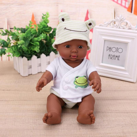 Reborn Newborn African Black Baby Doll Soft Vinyl Realistic Reborn Doll for Kids Gifts - 12 inch (Green) ► Photo 1/6