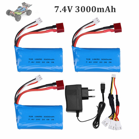 Wltoys 144001 car 2s 7.4 V 3000mAh Lipo battery Charger Set with T Plug for Wltoys 1/14 144001 RC car boat Lipo battery parts ► Photo 1/6