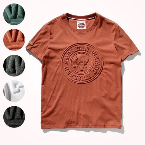 Summer 2022 New Embossed Lettering Pattern for European American Men's Short Sleeve O-neck 100% Cotton T-shirt Plus Size Tops ► Photo 1/6