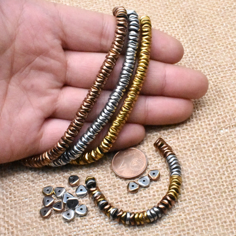 4mm 6mm 100pcs Handmade Jewelry Making Spacer Beads Black Hematite stone Beads Flat Loose Spacer Beads For Jewelry Making DIY ► Photo 1/6