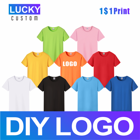 LUCKY MODAIER 2022 solid color soft casual fashion explosion cheap custom LOGO men and women T-shirt ► Photo 1/6