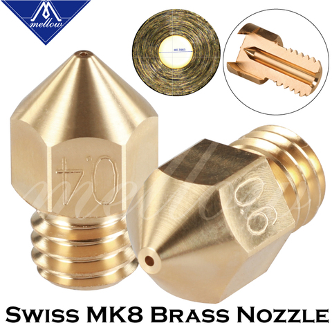 Mellow Brass Swiss MK8 Nozzle M6 Thread For 1.75MM Filament  3D Printers Hotend J-head Cr10 Heat Block Ender 3 Tornado hotend ► Photo 1/6