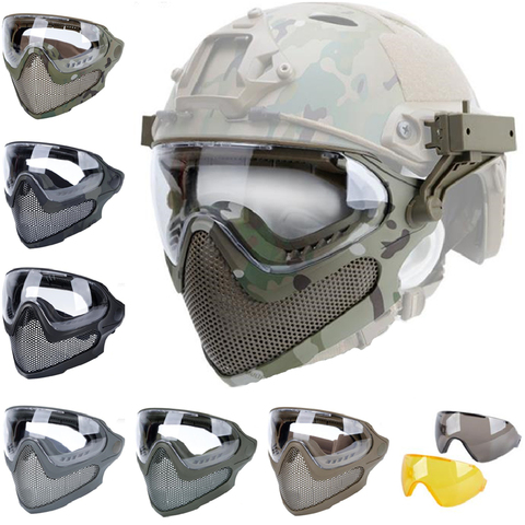 Tactical Mask Tracer Airsoft Mask Impact Resistant Matching Helmet  Steel Mesh Eye Protection Goggles for Airsoft and Paintball ► Photo 1/6