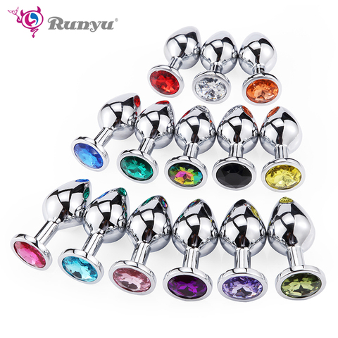 Runyu Toys for Adults Plug Anal Sex Metal Butt Plug With Jewelry Erotic Toy Mini Vibrator Anal Plug Private Good for Men/Women ► Photo 1/6