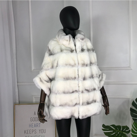 real fur coat batwing sleeve short rabbit fur coat women rex rabbit fur jacket ► Photo 1/6