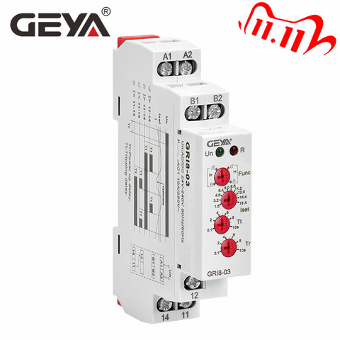 GEYA GRI8-03 Over Current or Under Current Adjustable Relay 0.05A 1A 2A 5A 8A 16A Current Relay ► Photo 1/6