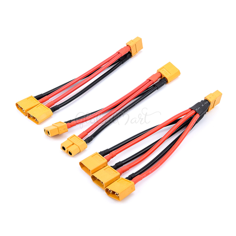 XT60 Parallel Battery Connector Male / Female Cable Dual Extension Y Splitter / 3-Way 14AWG Silicone Wire for RC Battery Motor ► Photo 1/5