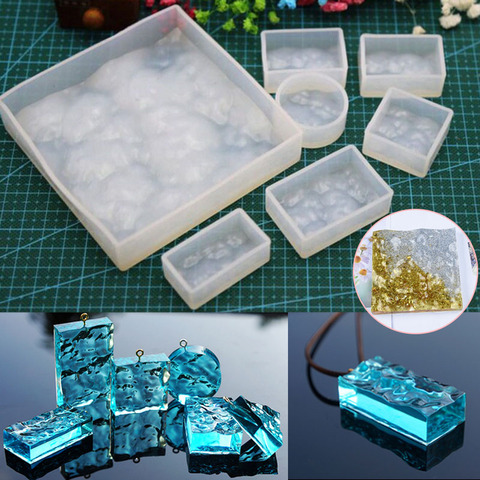 1PC Water Ripple Pendant Silicone Mold Resin Silicone Mould Handmade DIY Jewelry Making Epoxy Resin Molds Square Round Rectangle ► Photo 1/6