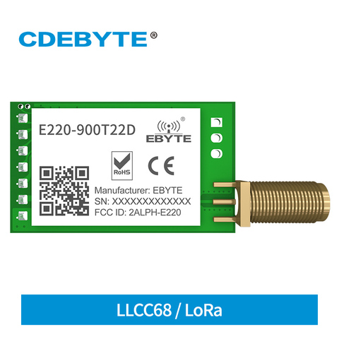 E220-900T22D LoRa Wireless UART Module RSSI ISM 868MHz 915MHz 22dBm Module LoRa Spread Spectrum UART Interface SMA-K Antenna ► Photo 1/6