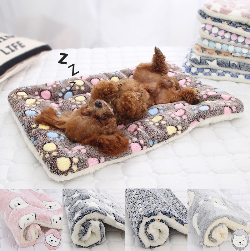 Warm Blanket for Pets Dogs Cats Velvet Soft Sofa Cover Bed Mat Pad Paw Print 