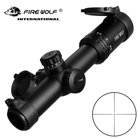 Fire Wolf Silver 1-4X24 Outdoor Tactical Optical Rifle Scope Airsoft Hunting Mirror with Red Green Illuminated Cross Scope Range ► Photo 1/6