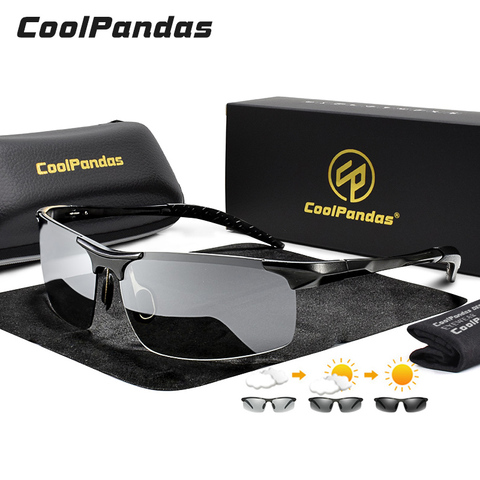 2022 Aluminum Rimless Photochromic Sunglasses Men Polarized Day