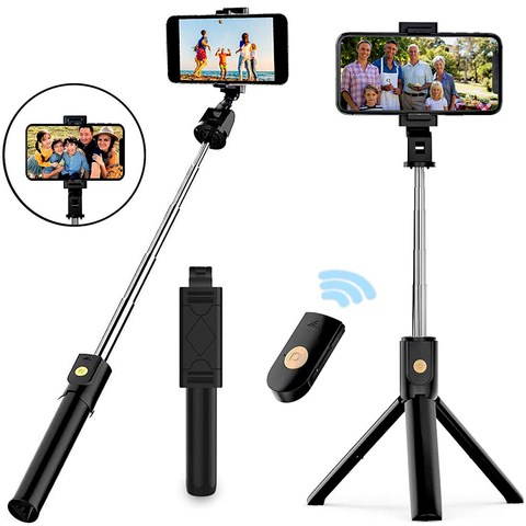 XILETU 3 in 1 Wireless Bluetooth Selfie Stick Foldable Mini Tripod Expandable Monopod with Remote Control for iPhone IOS Android ► Photo 1/6