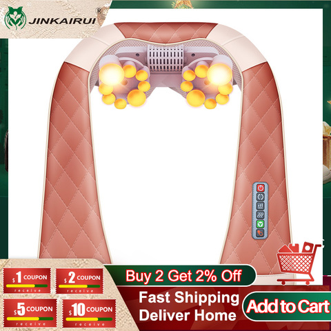 JinKaiRui Multi-function 3D Kneading Massage Shawl With Heat Electrical Shiatsu Back Neck Shoulder Massager Foldable Massagem ► Photo 1/6