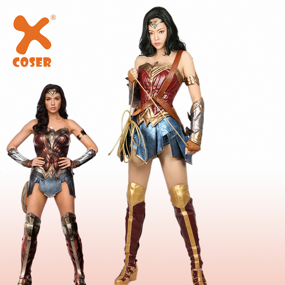 Wonder Woman Diana Princess Cosplay Costume full suit accessories party dress 