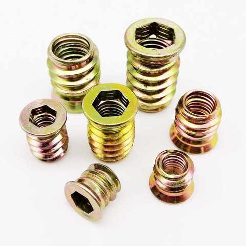 10pcs M6 M8 M10 Steel Metal Hexagon Hex Socket Drive Head Embedded Insert Nut E-Nut for Wood Furniture Inside and Outside Thread ► Photo 1/6